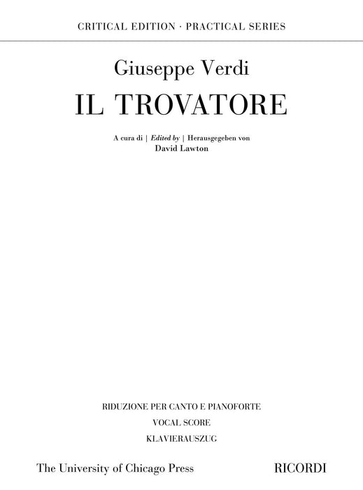 Il Trovatore Critical Edition Practical Series Vocal Score 威爾第‧朱塞佩 遊唱詩人 聲樂總譜 | 小雅音樂 Hsiaoya Music