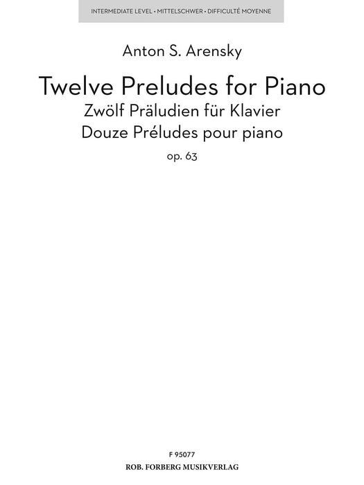 Twelve Preludes for Piano, Op. 63 阿倫斯基 鋼琴 前奏曲 鋼琴 | 小雅音樂 Hsiaoya Music
