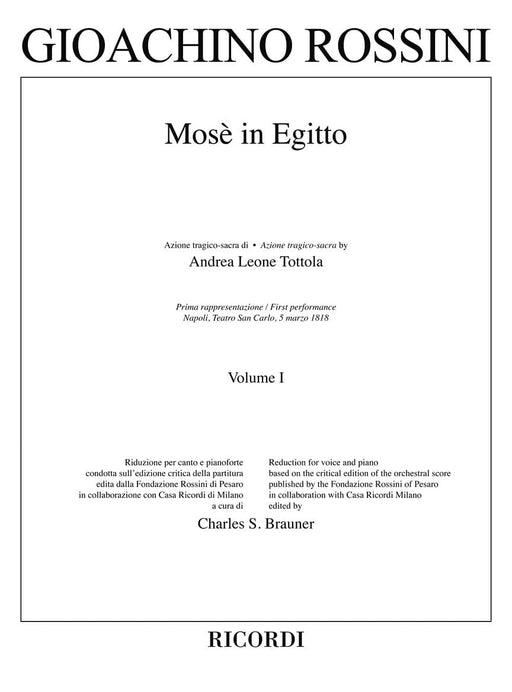 Mosè in Egitto Vocal Score based on the Critical Edition Set of Two Books 在埃及的摩西 聲樂總譜 聲樂 | 小雅音樂 Hsiaoya Music