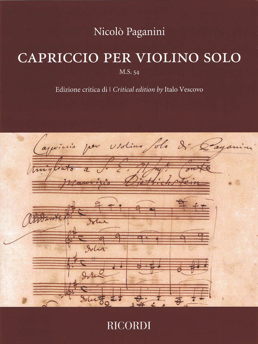 Capriccio for Violin Solo M.S. 54 Critical Edition 帕格尼尼 隨想曲 小提琴 | 小雅音樂 Hsiaoya Music