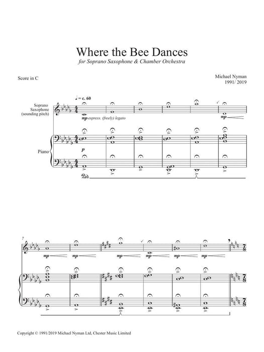 Where the Bee Dances for Soprano Saxophone and Chamber Orchestra Saxophone/Piano Reduction 薩氏管 室內合奏團 舞曲 | 小雅音樂 Hsiaoya Music