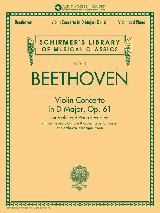 Violin Concerto in D Major, Op. 61 Schirmer's Library of Musical Classics Vol. 2146 貝多芬 小提琴 協奏曲 | 小雅音樂 Hsiaoya Music