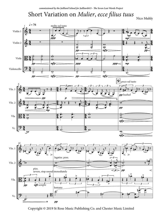 Short Variation on Mulier, ecce filius tuus for String Quartet Score and Parts 弦樂四重奏 變奏曲 | 小雅音樂 Hsiaoya Music