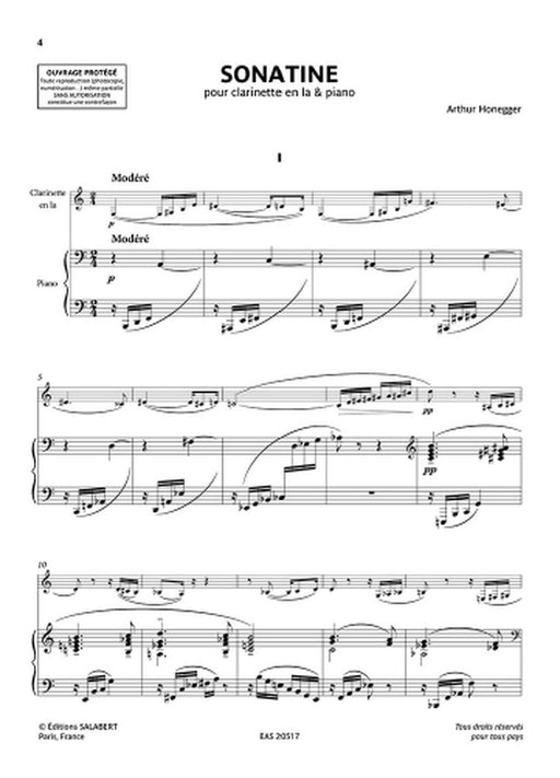 Sonatine for Clarinet in A and Piano 歐內格 豎笛 鋼琴 套譜 | 小雅音樂 Hsiaoya Music