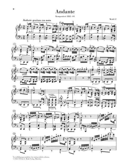 Andante F Major WoO 57 Piano Solo 貝多芬 行板 鋼琴 亨乐版 | 小雅音樂 Hsiaoya Music