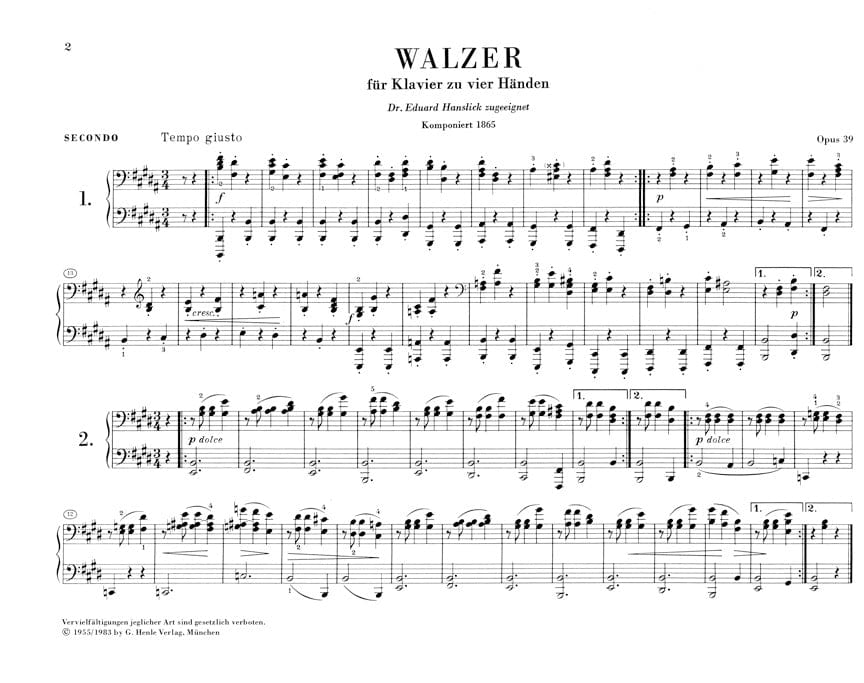 Waltzes Op. 39 1 Piano, 4 Hands 布拉姆斯 鋼琴 4手聯彈(含以上) 亨乐版 | 小雅音樂 Hsiaoya Music