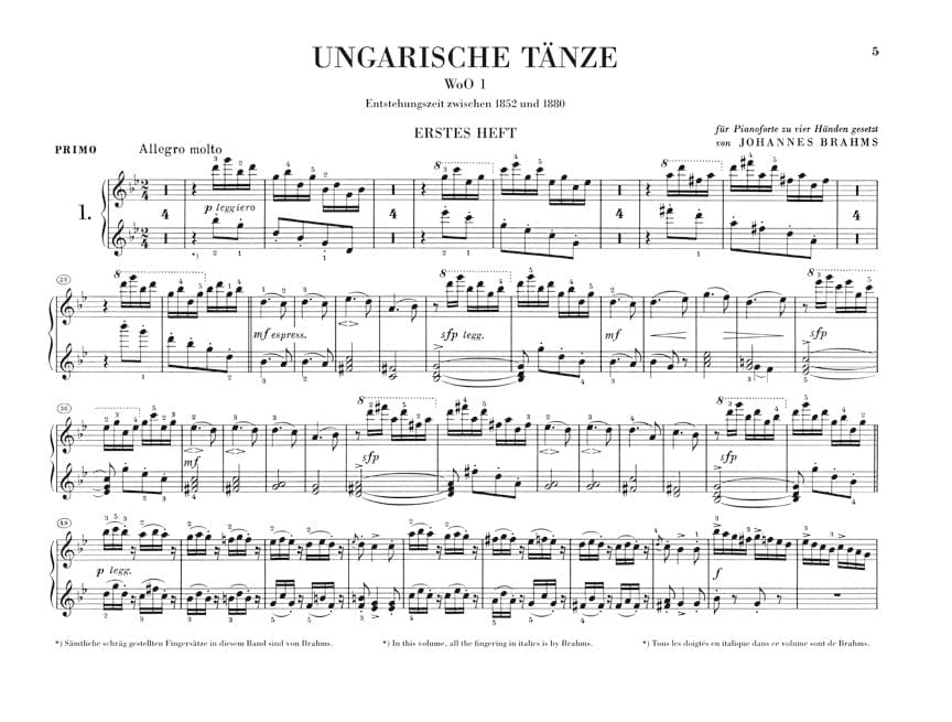 Hungarian Dances 1-21 1 Piano, 4 Hands 布拉姆斯 鋼琴 匈牙利舞曲 4手聯彈(含以上)(含以上) 亨乐版 | 小雅音樂 Hsiaoya Music