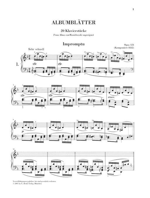 Albumblätter (Album Leaves) Op. 124 Piano Solo 舒曼‧羅伯特 鋼琴 亨乐版 | 小雅音樂 Hsiaoya Music