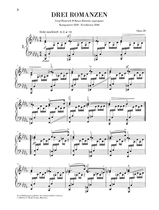 3 Romances Op. 28 Piano Solo 舒曼‧羅伯特 鋼琴 浪漫曲 亨乐版 | 小雅音樂 Hsiaoya Music