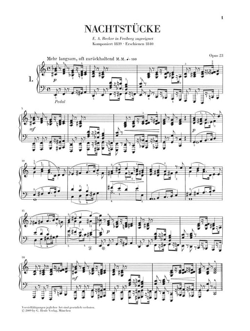 Nachtstücke, Op. 23 (Night Pieces) Revised Edition 舒曼‧羅伯特 夜間小品 鋼琴 亨乐版 | 小雅音樂 Hsiaoya Music