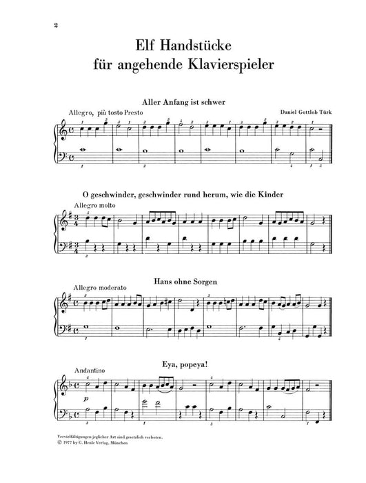 Easy Piano Pieces - Classic and Romantic Eras - Volume 1 Very Easy/Moderately Easy Pieces 簡單鋼琴小品 古典與浪漫時期 亨乐版 | 小雅音樂 Hsiaoya Music