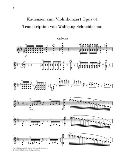 Cadenzas to Violin Concerto Op. 61 Violin Solo 貝多芬 協奏曲 裝飾樂段 小提琴(含鋼琴伴奏) 亨乐版 | 小雅音樂 Hsiaoya Music