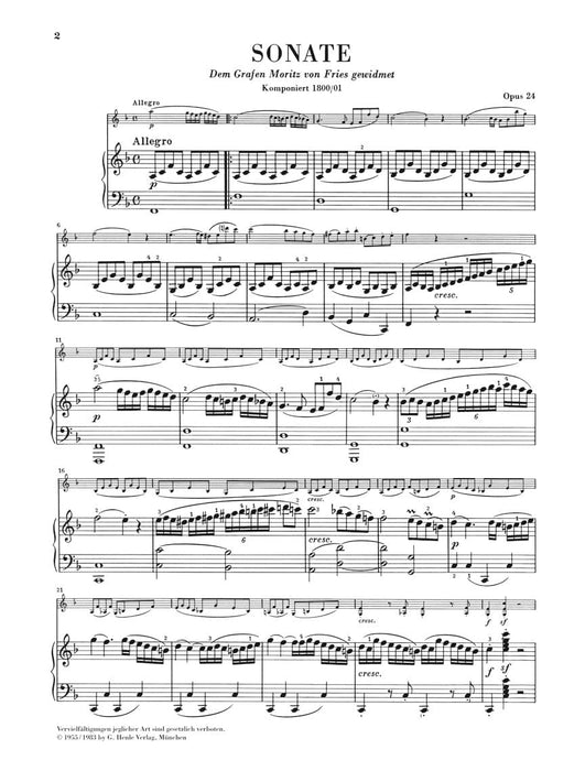 Sonata for Piano and Violin in F Major Op. 24 (Spring Sonata) Violin and Piano 貝多芬 奏鳴曲 小提琴(含鋼琴伴奏) 亨乐版 | 小雅音樂 Hsiaoya Music