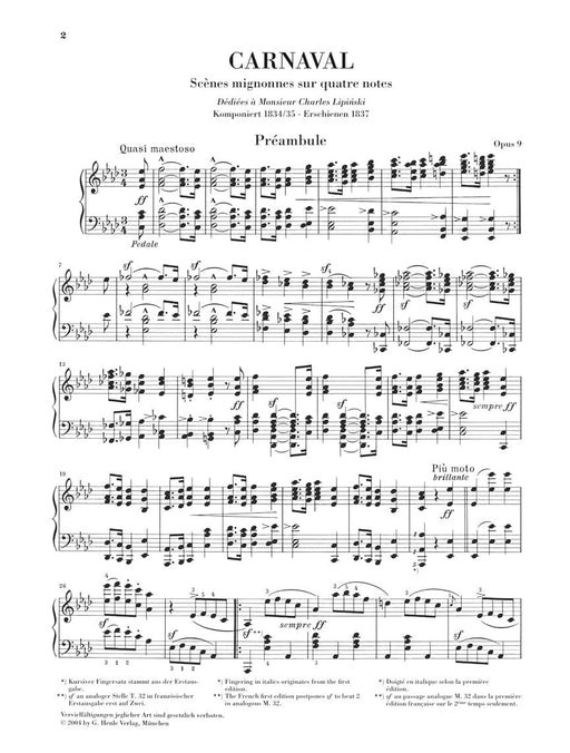 Carnaval Op. 9 Piano Solo 舒曼‧羅伯特 狂歡節 鋼琴 亨乐版 | 小雅音樂 Hsiaoya Music