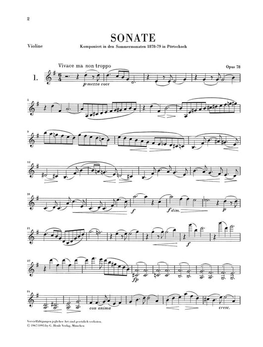Sonatas for Piano and Violin 布拉姆斯 鋼琴 小提琴 奏鳴曲 小提琴(含鋼琴伴奏) 亨乐版 | 小雅音樂 Hsiaoya Music