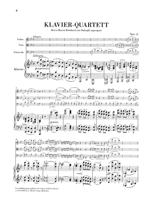 Piano Quartet G minor Op. 25 布拉姆斯 鋼琴四重奏 亨乐版 | 小雅音樂 Hsiaoya Music