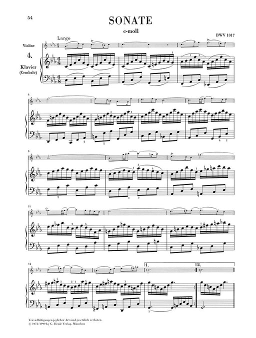 Sonatas for Violin and Piano (Harpsichord) 4-6 BWV 1017-1019 巴赫‧約翰瑟巴斯提安 小提琴 大鍵琴 奏鳴曲 小提琴(含鋼琴伴奏) 亨乐版 | 小雅音樂 Hsiaoya Music