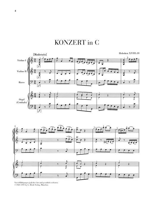Concerto for Organ (Harpsichord) with String Instruments C Major Hob.XVIII:10 First Edition 海頓 協奏曲 大鍵琴弦樂 絃樂器 管風琴 亨乐版 | 小雅音樂 Hsiaoya Music