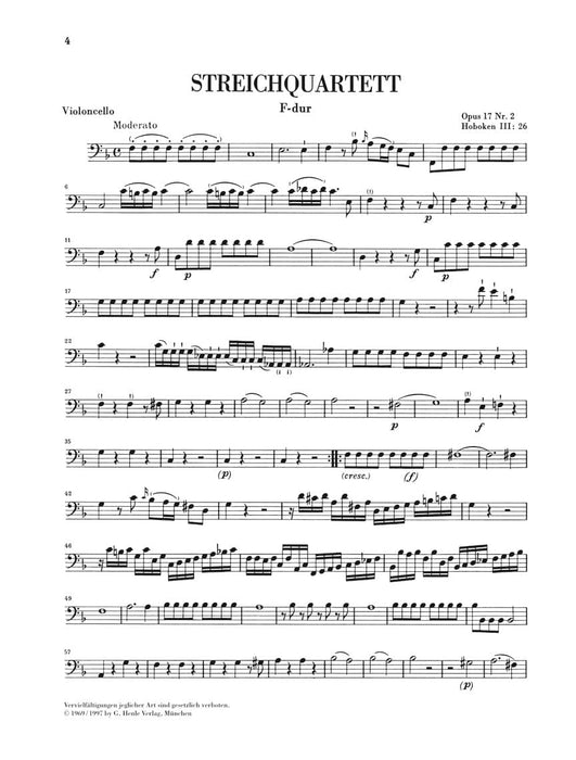 Joseph Haydn - String Quartets Volume III, Op. 17 Set of Parts 海頓 弦樂四重奏 亨乐版 | 小雅音樂 Hsiaoya Music