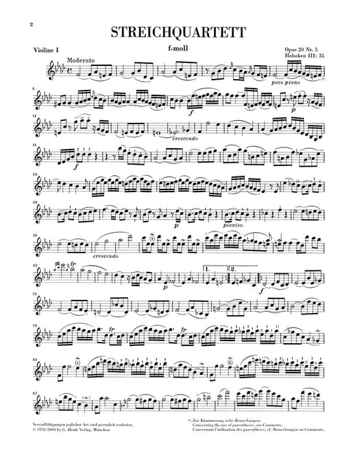 String Quartets, Vol. IV, Op. 20 (Sun Quartets) Set of Parts (Edition without fingering) 弦樂四重奏 亨乐版 | 小雅音樂 Hsiaoya Music