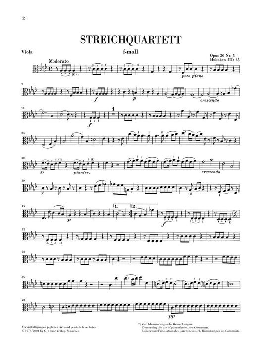 String Quartets, Vol. IV, Op. 20 (Sun Quartets) Set of Parts (Edition without fingering) 弦樂四重奏 亨乐版 | 小雅音樂 Hsiaoya Music