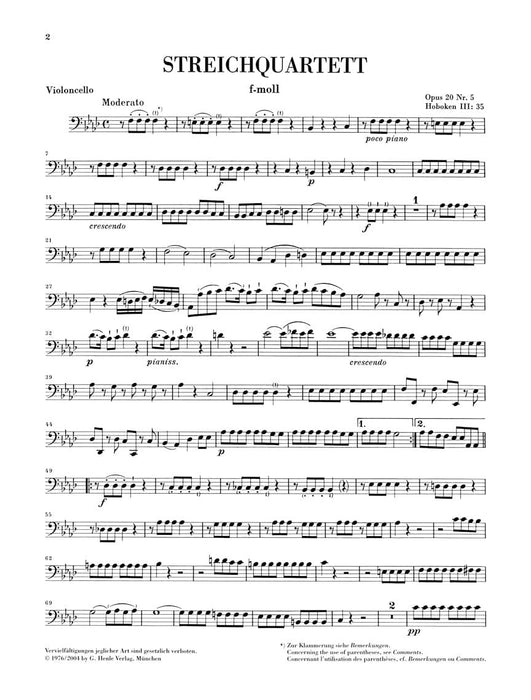 String Quartets, Vol. IV, Op. 20 (Sun Quartets) Set of Parts (Edition without fingering) 弦樂四重奏 亨乐版 | 小雅音樂 Hsiaoya Music