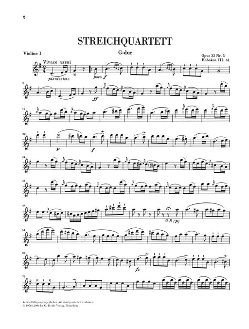 String Quartets, Vol. V, Op. 33 (Russian Quartets) Set of Parts (Edition with fingering) 海頓 弦樂四重奏 亨乐版 | 小雅音樂 Hsiaoya Music