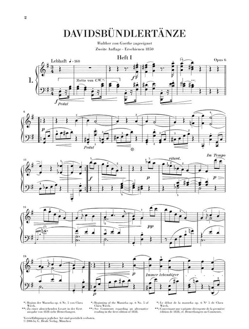 Davidsbündlertänze Op. 6 Piano Solo 舒曼‧羅伯特 大衛同盟舞曲 鋼琴 亨乐版 | 小雅音樂 Hsiaoya Music