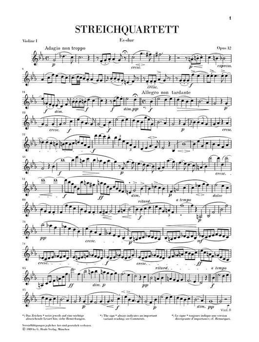 String Quartets Op. 12 and 13 弦樂四重奏 亨乐版 | 小雅音樂 Hsiaoya Music