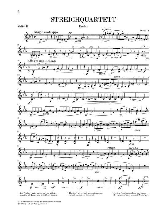 String Quartets Op. 12 and 13 弦樂四重奏 亨乐版 | 小雅音樂 Hsiaoya Music