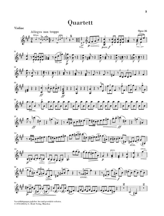 Piano Quartet A Major Op. 26 布拉姆斯 鋼琴四重奏 亨乐版 | 小雅音樂 Hsiaoya Music
