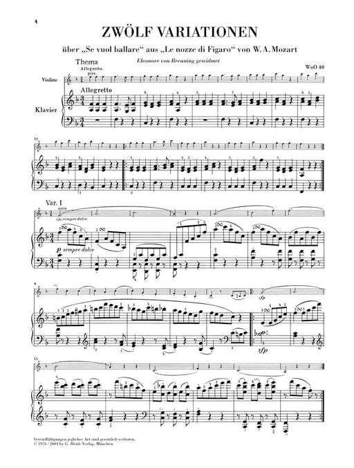 Variations, Rondo, & Dances Violin and Piano 貝多芬 變奏曲 舞曲 小提琴(含鋼琴伴奏) 亨乐版 | 小雅音樂 Hsiaoya Music