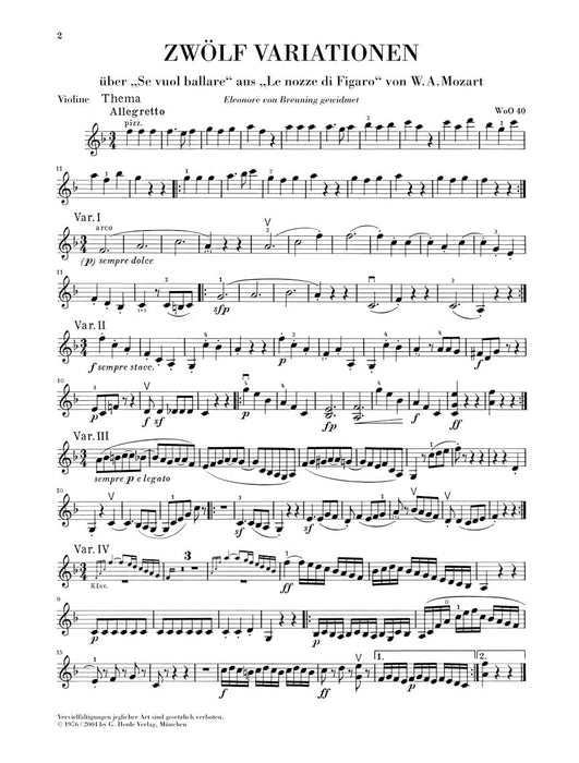 Variations, Rondo, & Dances Violin and Piano 貝多芬 變奏曲 舞曲 小提琴(含鋼琴伴奏) 亨乐版 | 小雅音樂 Hsiaoya Music