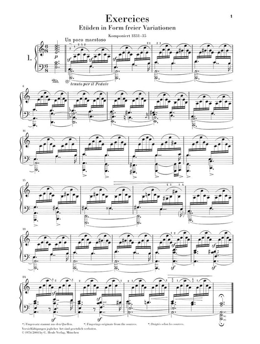 Exercises - Studies in Form of Free Variations on a Theme by Beethoven Anh. F 25 Piano Solo 舒曼‧羅伯特 練習曲 主題變奏曲 變奏曲 鋼琴 亨乐版 | 小雅音樂 Hsiaoya Music