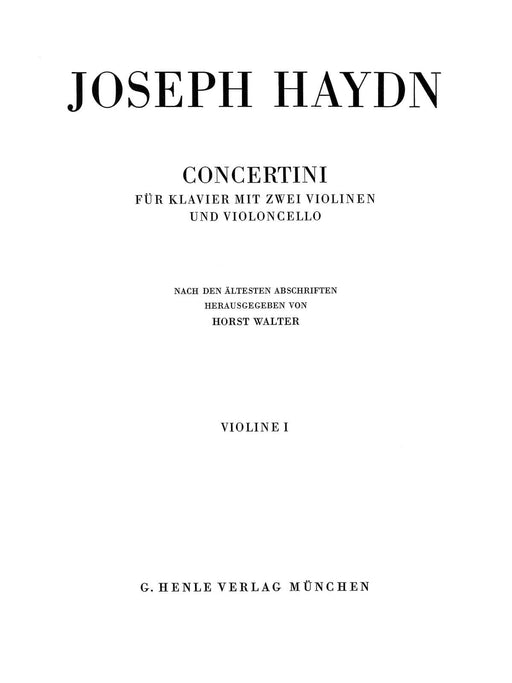 Concertini for Piano (Harpsichord) with Two Violins and Violoncello Violin I 海頓 大鍵琴 大提琴 小提琴 亨乐版 | 小雅音樂 Hsiaoya Music
