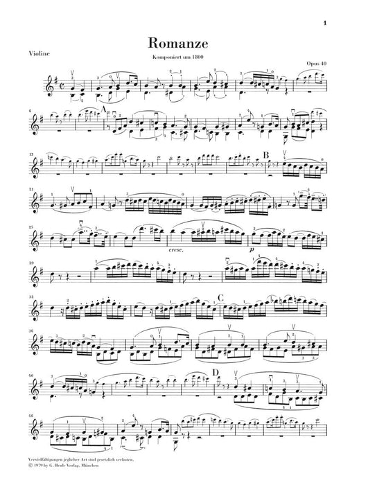 Romances for Violin and Orchestra Op. 40 & 50 in G and F Major Violin and Piano 貝多芬 小提琴 管弦樂團 浪漫曲 小提琴(含鋼琴伴奏) 亨乐版 | 小雅音樂 Hsiaoya Music
