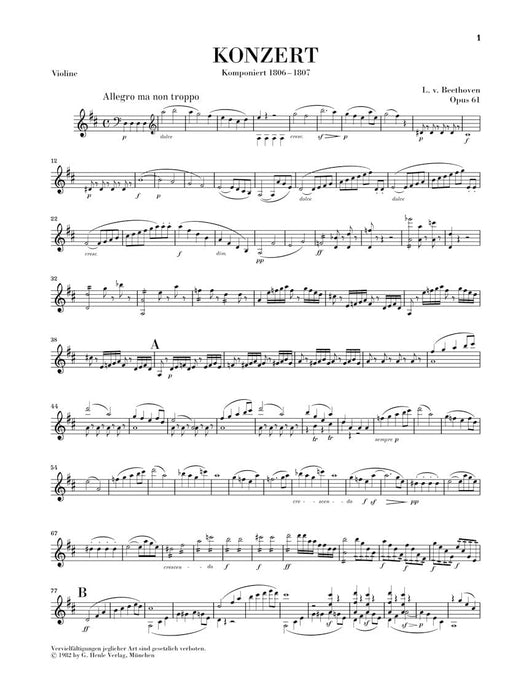Concerto in D Major Op. 61 Violin and Piano Reduction 貝多芬 協奏曲 小提琴(含鋼琴伴奏) 亨乐版 | 小雅音樂 Hsiaoya Music