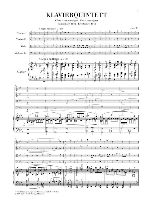 Piano Quintet Eb Major Op. 44 舒曼‧羅伯特 鋼琴五重奏 亨乐版 | 小雅音樂 Hsiaoya Music