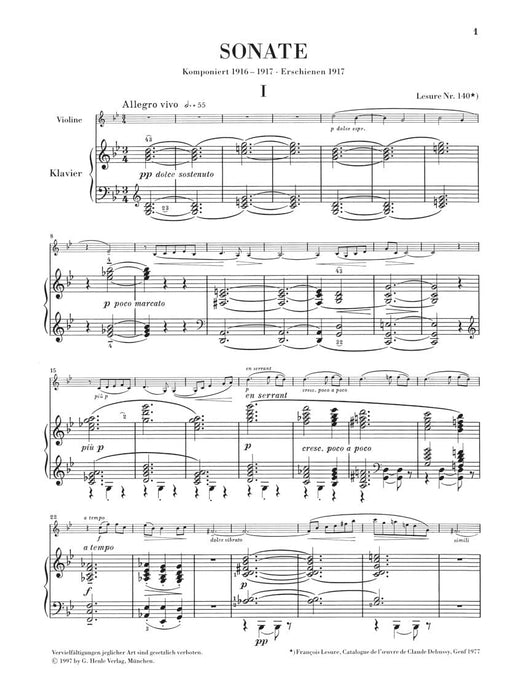 Sonata for Violin and Piano 德布西 奏鳴曲 小提琴(含鋼琴伴奏) 亨乐版 | 小雅音樂 Hsiaoya Music