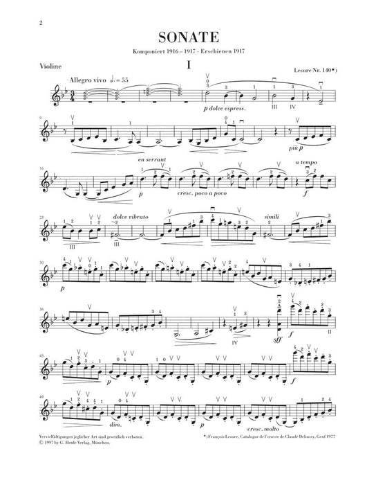 Sonata for Violin and Piano 德布西 奏鳴曲 小提琴(含鋼琴伴奏) 亨乐版 | 小雅音樂 Hsiaoya Music