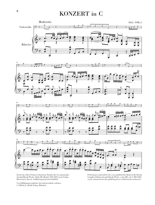 Concerto for Violoncello and Orchestra C Major Hob.VIIb:1 Cello and Piano 海頓 協奏曲大提琴 管弦樂團 大提琴(含鋼琴伴奏) 亨乐版 | 小雅音樂 Hsiaoya Music