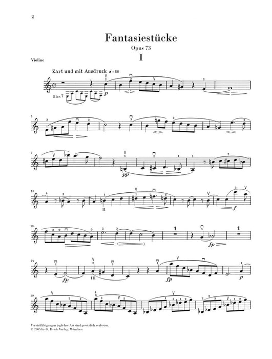 Fantasy Pieces for Piano and Clarinet Op. 73 Version for Violin 舒曼‧羅伯特 幻想小品 小提琴(含鋼琴伴奏) 亨乐版 | 小雅音樂 Hsiaoya Music