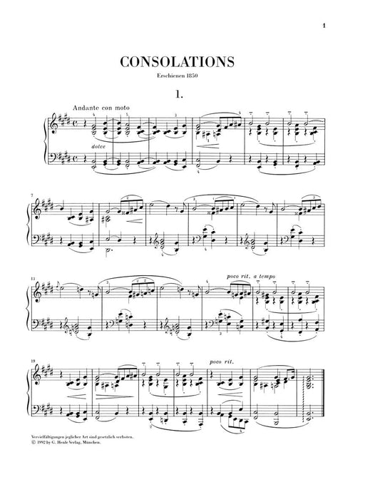 Consolations Piano Solo 李斯特 安慰曲 鋼琴 亨乐版 | 小雅音樂 Hsiaoya Music