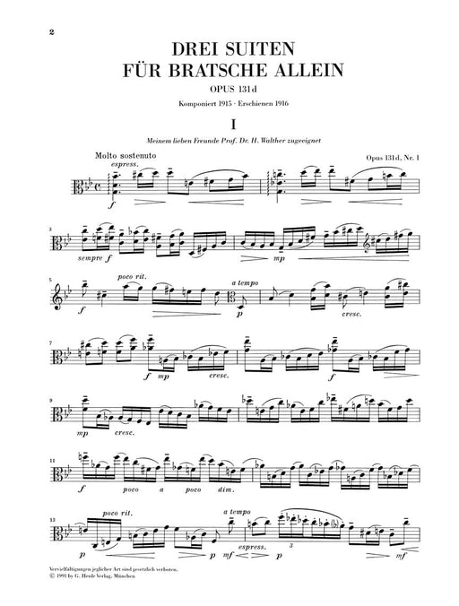 Three Suites for Viola Solo Op. 131d Viola Solo 雷格馬克斯 中提琴 組曲 亨乐版 | 小雅音樂 Hsiaoya Music