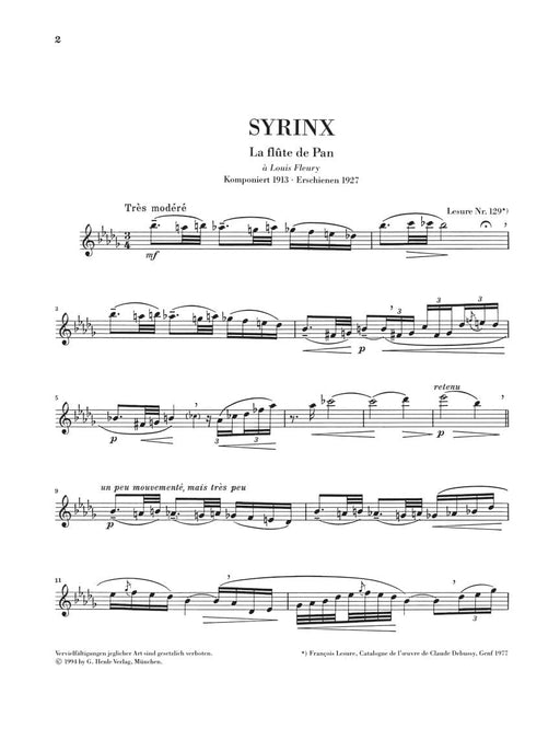Syrinx (La flûte de Pan) for Solo Flute 德布西 長笛 亨乐版 | 小雅音樂 Hsiaoya Music