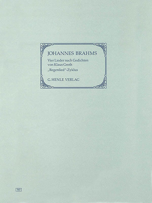 Four Songs with Lyrics by Klaus Groth Voice and Piano 布拉姆斯 聲樂 鋼琴 亨乐版 | 小雅音樂 Hsiaoya Music