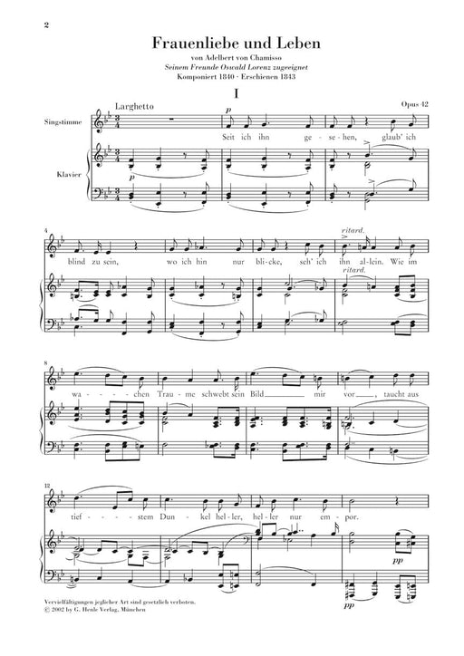Frauenliebe und Leben, Op. 42 Medium Voice and Piano 舒曼‧羅伯特 鋼琴 中音 亨乐版 | 小雅音樂 Hsiaoya Music
