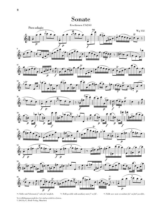 Flute Sonata A minor Wq 132 Unaccompanied 巴赫卡爾‧菲利普‧艾曼紐 長笛奏鳴曲 無伴奏 亨乐版 | 小雅音樂 Hsiaoya Music