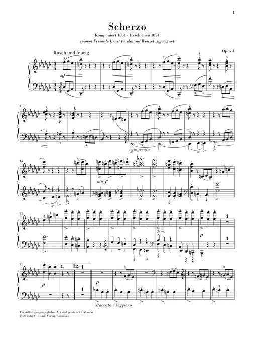 Scherzo in E-Flat minor, Op. 4 Revised Edition 布拉姆斯 詼諧曲 鋼琴 亨乐版 | 小雅音樂 Hsiaoya Music