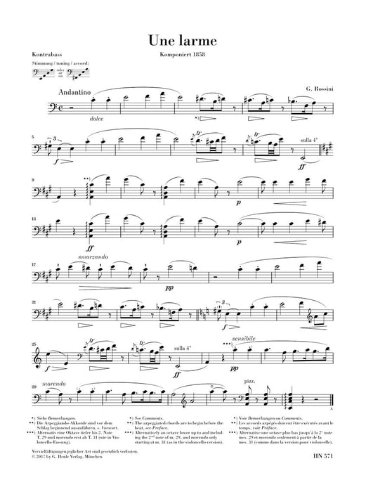 Une Larme Double Bass and Piano 鋼琴 低音大提琴(含鋼琴伴奏) 亨乐版 | 小雅音樂 Hsiaoya Music